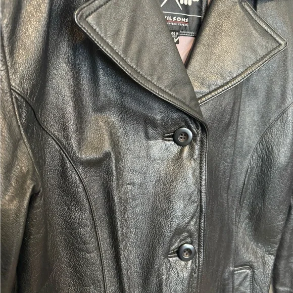 Maxima Black Leather Button-Front Jacket - Picture 4 of 12